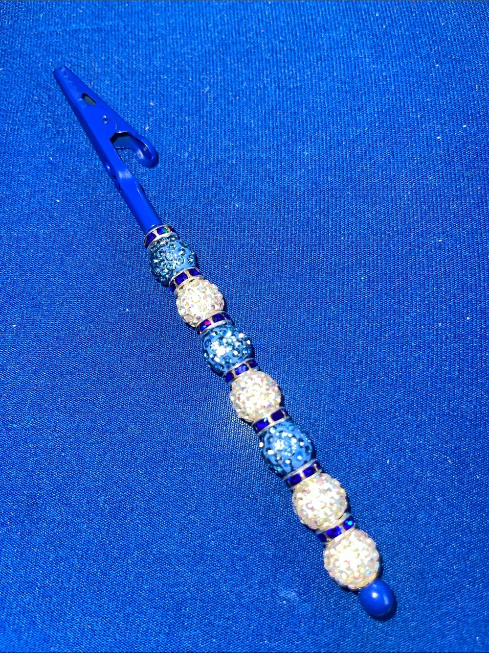 Beaded Blue and Crystal Clip Smoking Charm